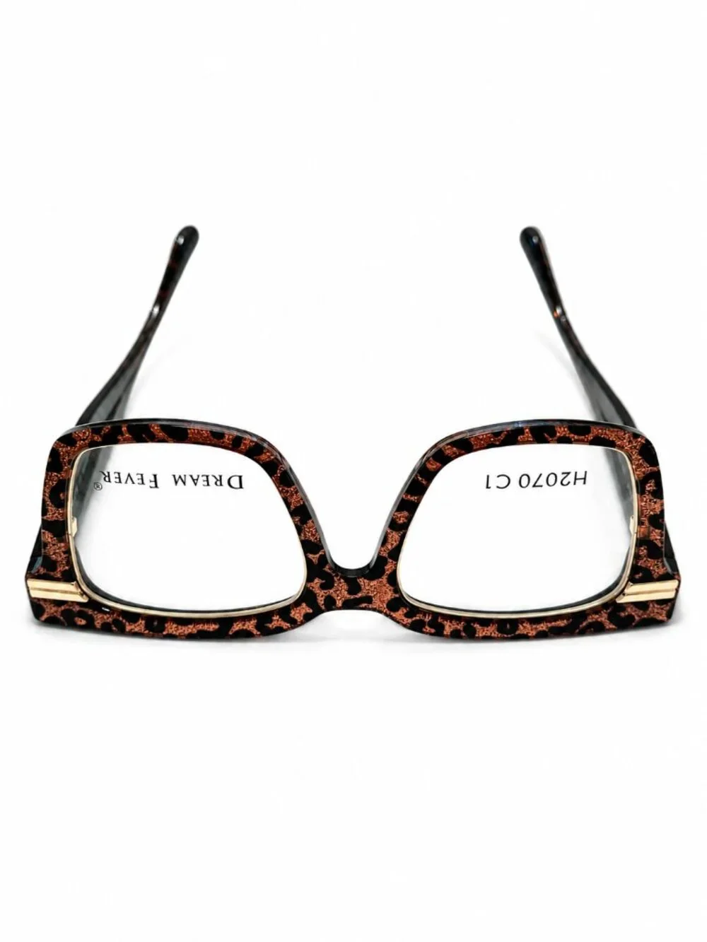 Dream Fever H2070 C1 Leopard Print Square Eyeglass Frames 50-19-145